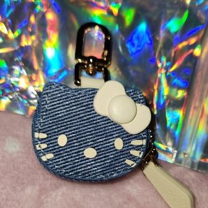 Hello Kitty Denim Keychain with Cream Accents